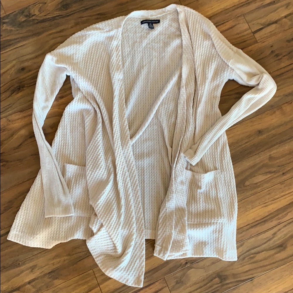 American Eagle light pink cardigan.
